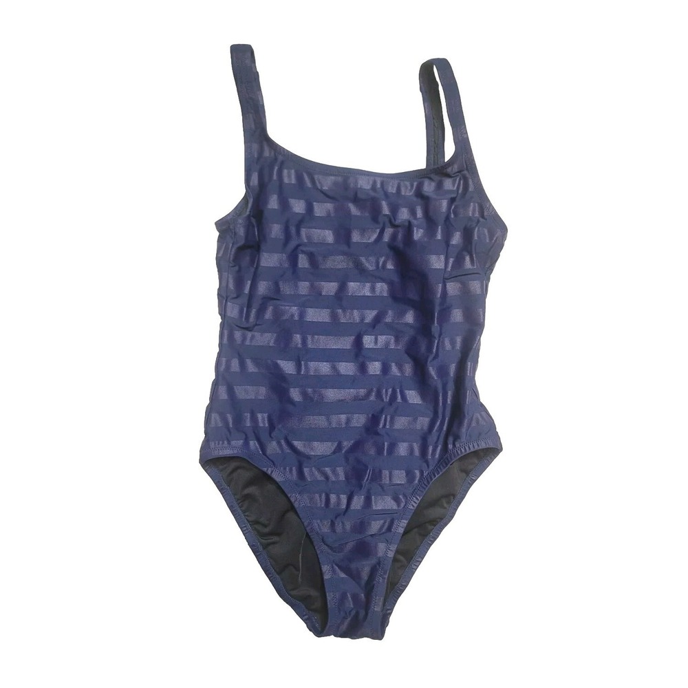 J Crew Women's One Piece Swimming Suit Size 2 Navy Blue Striped